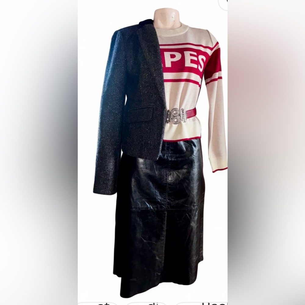 Vintage GAP Black Leather Midi Skirt